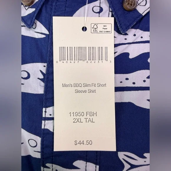 Duluth Trading Co Blue Fish Pattern Men's Shirt - Picture 6 of 6